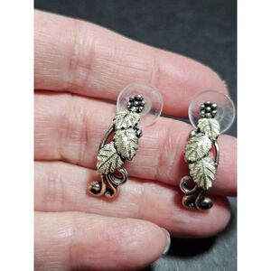 Sterling silver vintage leaf earrings
